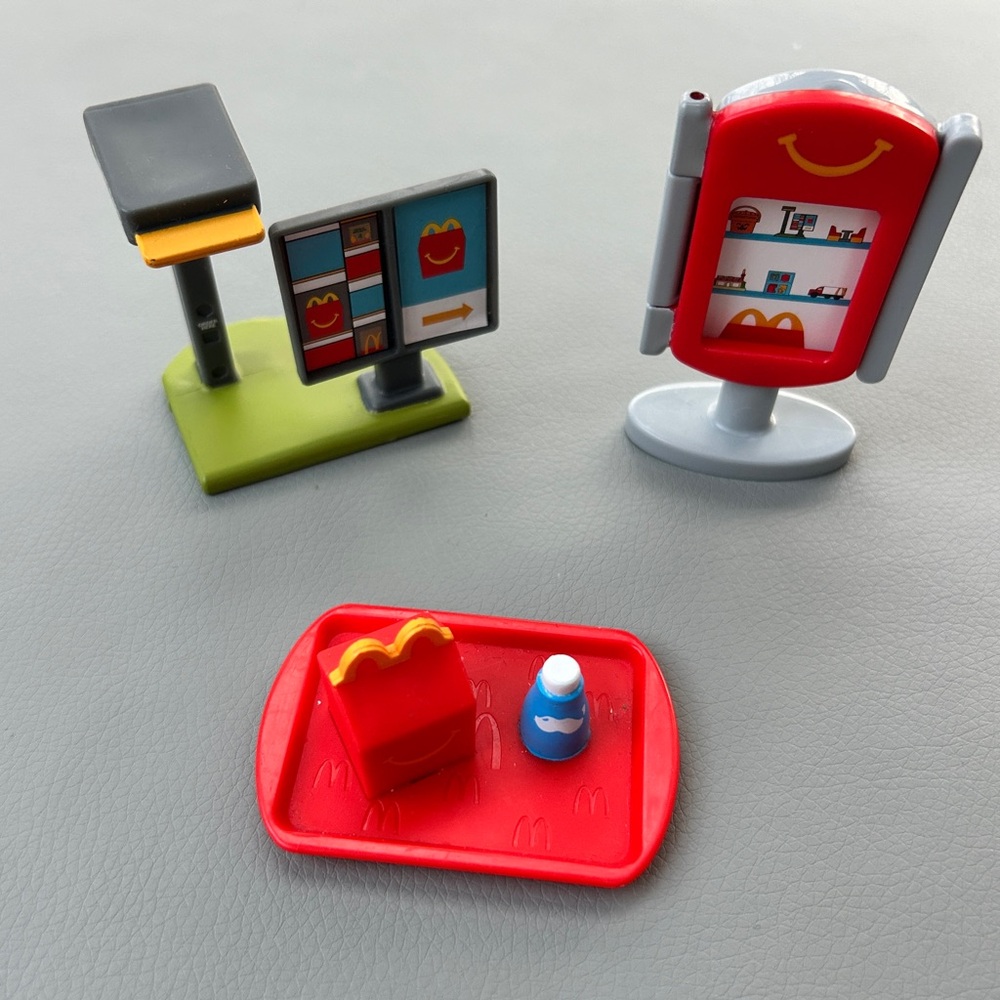 Set of 3 Little McDonald's Toy Set with Tray and Signs